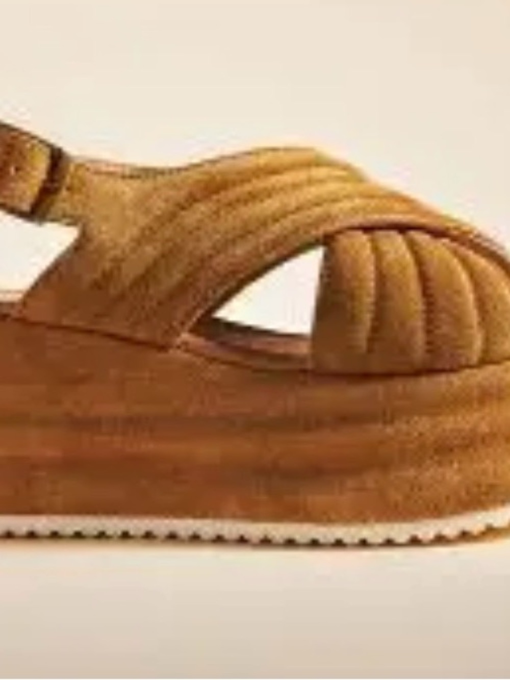 CORDANI Women's Tan Platform Sandal - Quilted Suede Style